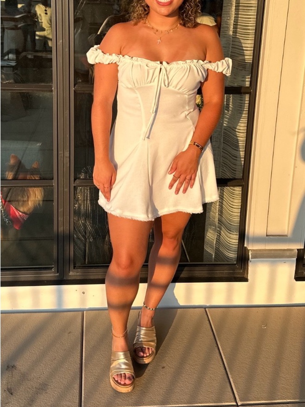 Urban Outfitters White Off-Shoulder Dress